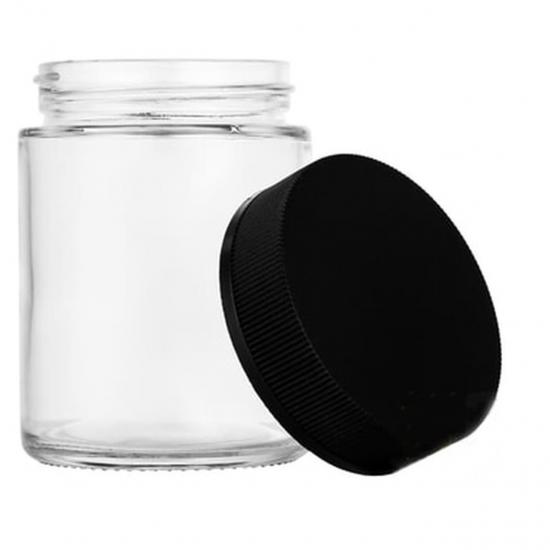 2oz Custom Glass Container Child Proof Jar  Black Wide Mouth Glass Jar
