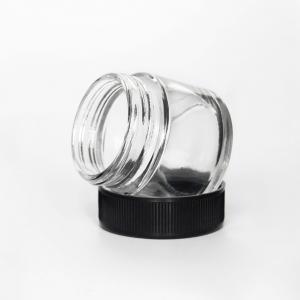 Pot en verre transparent résistant aux enfants avec capuchon à l'épreuve des enfants pour l'emballage de crème pour le visage
     - Safecare