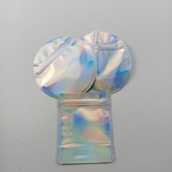 4*5 pouces 3.5g couleur argent holographique CR sac en mylar à fermeture éclair régulière