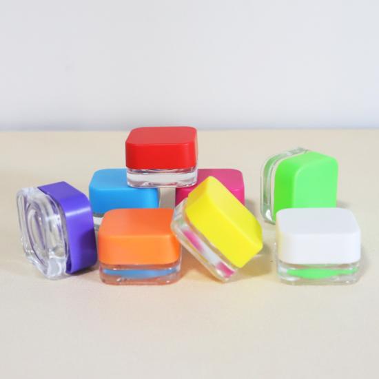 Pots de récipients de concentré en verre carré clair de 5 ml 7 ml 9 ml avec couvercle résistant aux enfants