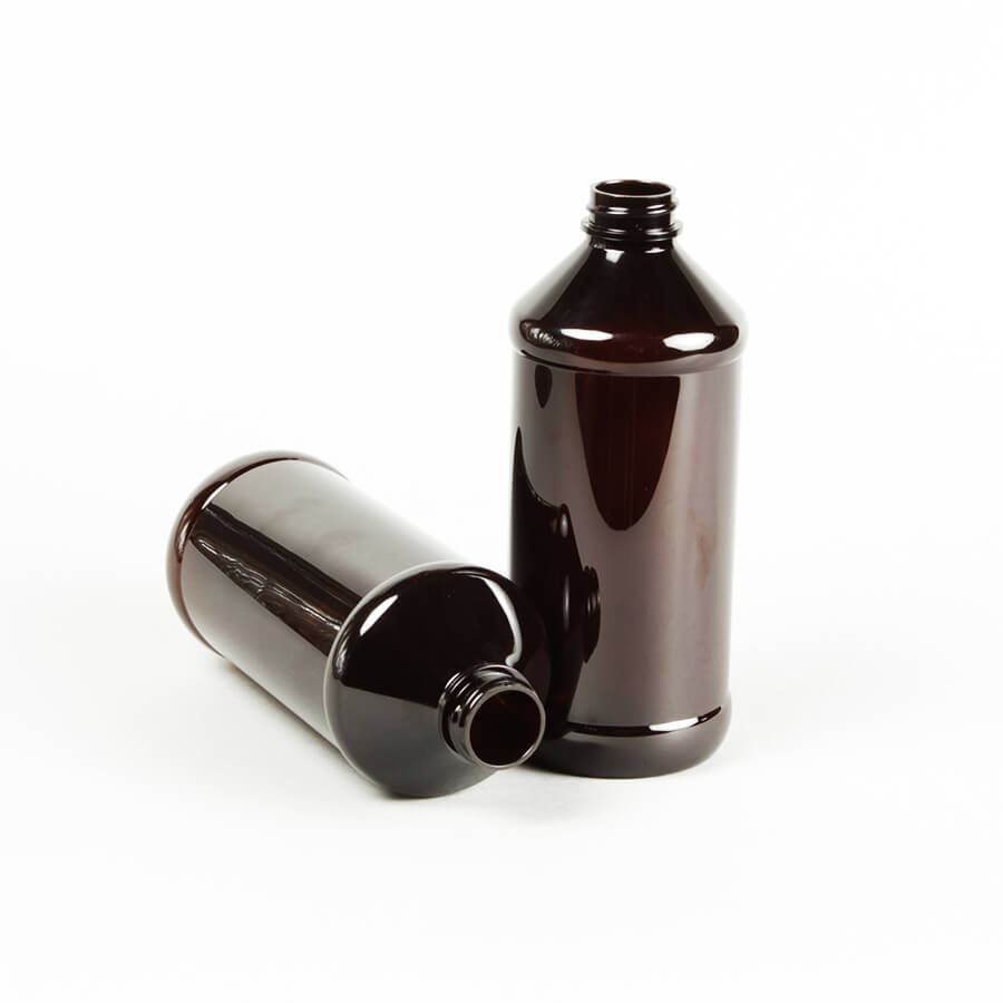 16 oz 500 ml ambre clair moderne pour animaux de compagnie en plastique rond bouteille en plastique bouteille liquide emballage médical avec échelle