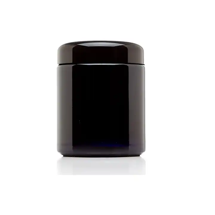 Pot rond vide en verre foncé UV, 100/150/250/500 ml, avec logo personnalisé, pot à crème en verre violet avec couvercle