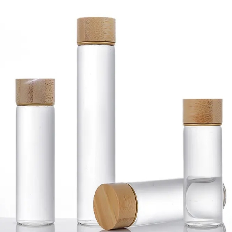 Tube à essai rond en verre transparent à fond plat de qualité alimentaire, personnalisé, 30 ml, 50 ml, 100 ml